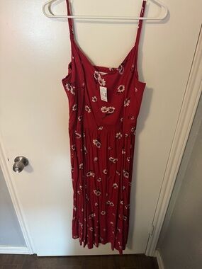Maurices Red Floral Maxi Dress with Spaghetti Straps
